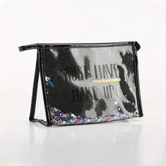 Glitter Sequins Cosmetic Bag PVC Toiletry Storage Pouch Waterproof