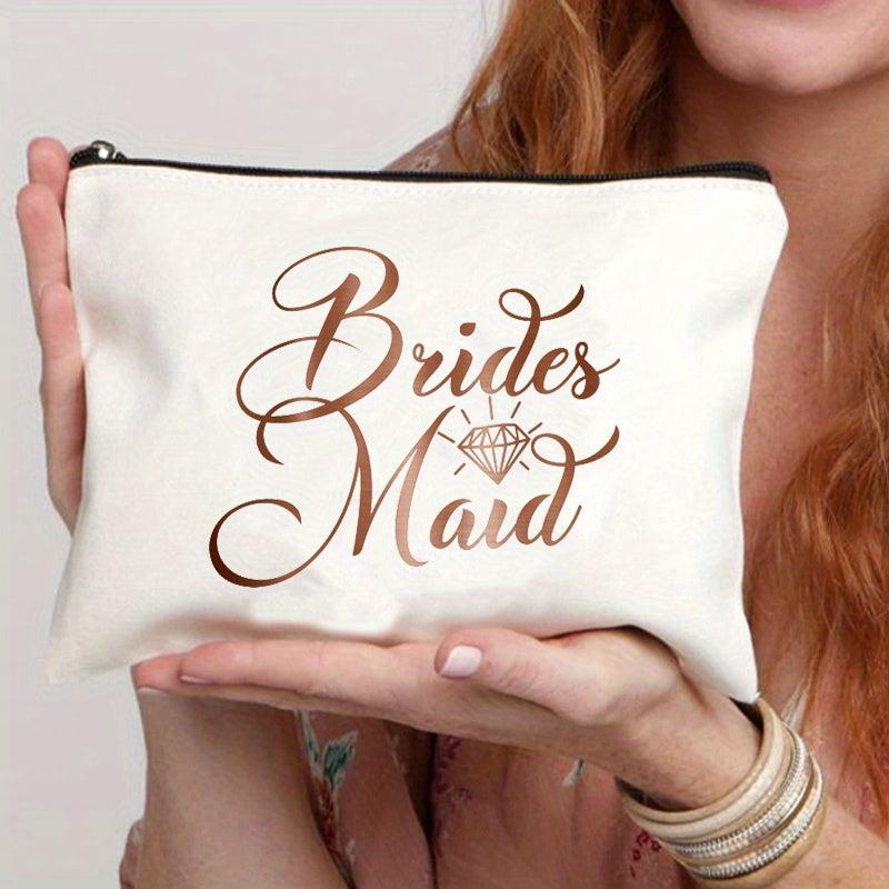 Portable Canvas Wedding Bride Makeup Bag Cosmetic Organizer Pouch