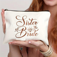 Portable Canvas Wedding Bride Makeup Bag Cosmetic Organizer Pouch