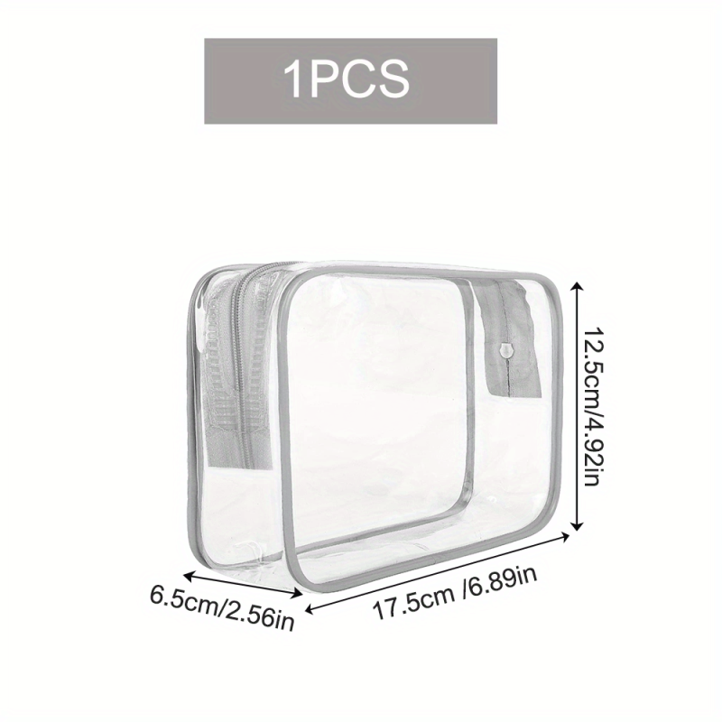 Transparent Zipper Makeup Pouch Toiletry Wash Bag Portable Cosmetic Bag