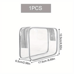 Transparent Zipper Makeup Pouch Toiletry Wash Bag Portable Cosmetic Bag