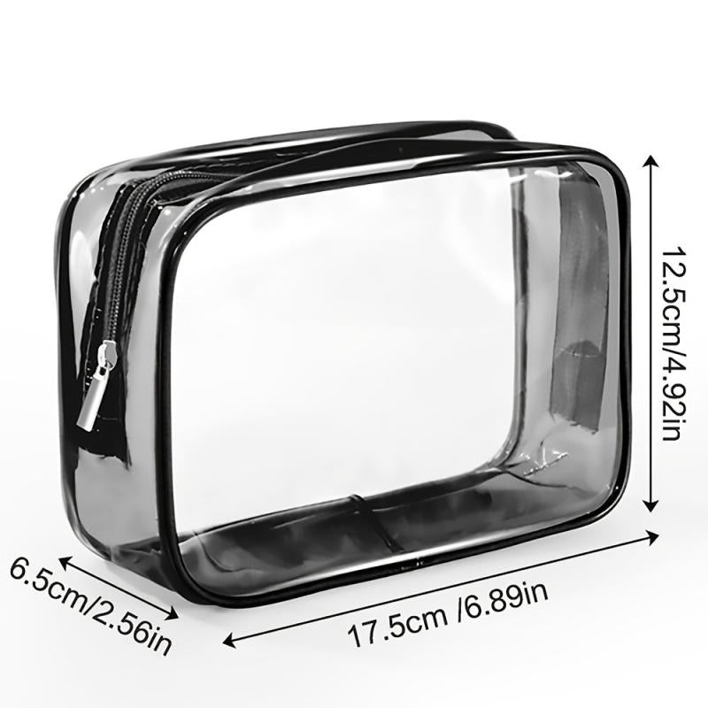 Transparent Zipper Makeup Pouch Toiletry Wash Bag Portable Cosmetic Bag