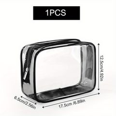 Transparent Zipper Makeup Pouch Toiletry Wash Bag Portable Cosmetic Bag