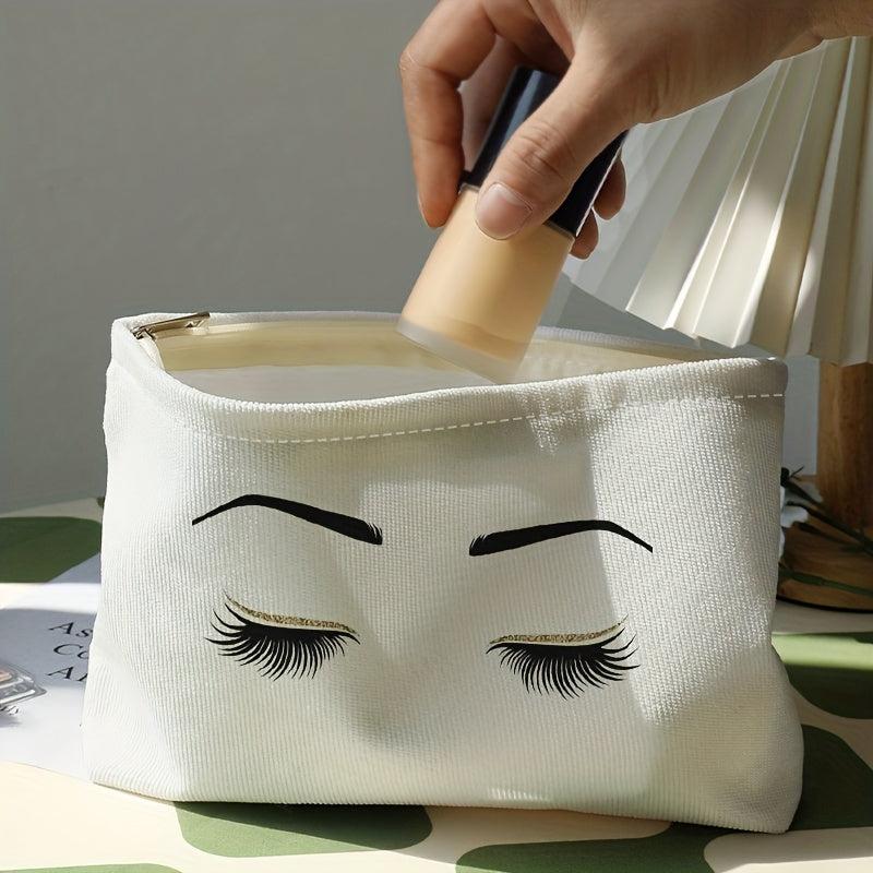 Ladies Eyelash Makeup Pouch Corduroy Cosmetic Bag Gift