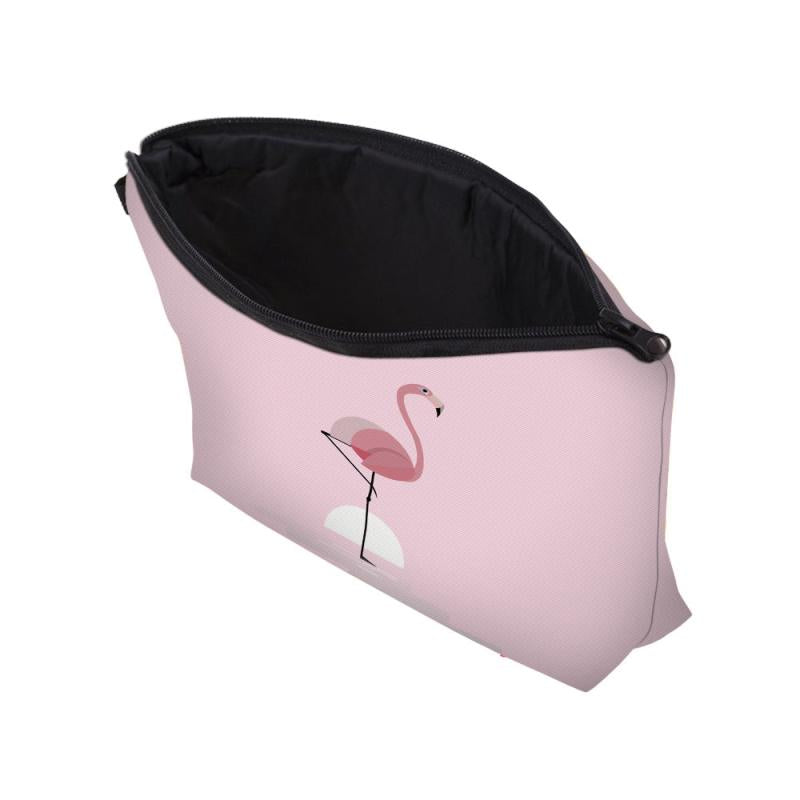 Flamingo Print Zipper Cosmetic Bag Lightweight Travel Storage Bag