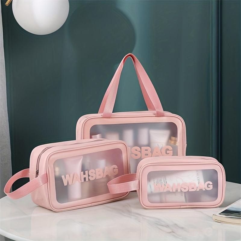 Letter Pattern Cosmetic Handbag Travel Toiletry Wash Bag Lightweight Makeup Bag