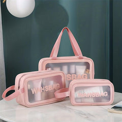 Letter Pattern Cosmetic Handbag Travel Toiletry Wash Bag Lightweight Makeup Bag