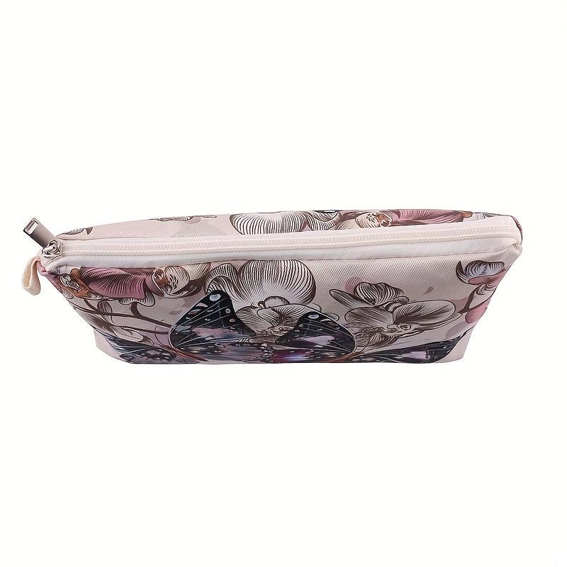 Vintage Butterfly Pattern Makeup Zipper Bag Lightweight Portable Cosmetic Bag
