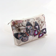 Vintage Butterfly Pattern Makeup Zipper Bag Lightweight Portable Cosmetic Bag