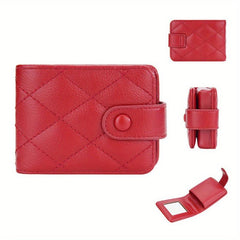 Quilted Flap Lipstick Bag Argyle Pattern with Mirror