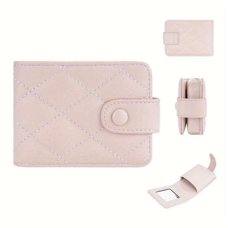 Quilted Flap Lipstick Bag Argyle Pattern with Mirror