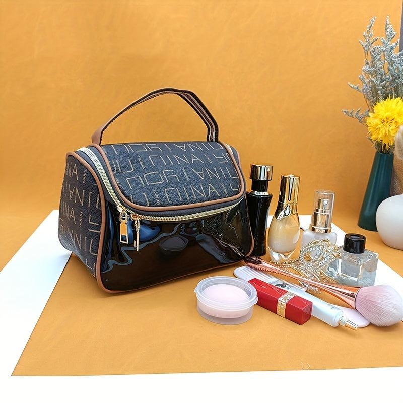 Classic Letter Pattern Makeup Bag Zipper Cosmetic Toiletry Wash Bag