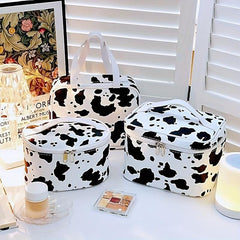 Cow Pattern Cosmetics Storage Bag Large Capacity Portable Toiletry Wash Bag