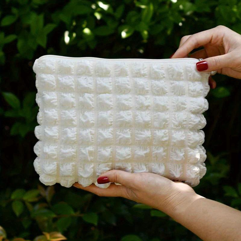 Minimalist Ruched Cosmetic Pouch Solid Carry On Bag