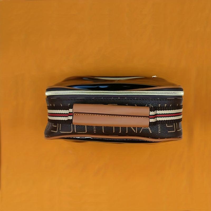 Portable Faux Leather Makeup Bag Waterproof Cosmetics Storage