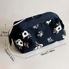 Floral Pattern Cosmetic Bag Portable Travel Storage Makeup Organizer