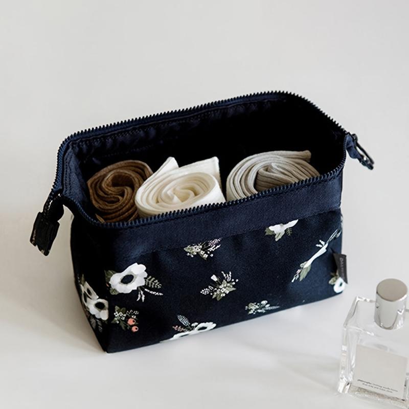 Floral Pattern Cosmetic Bag Portable Travel Storage Makeup Organizer