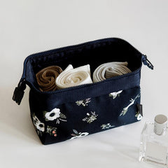 Floral Pattern Cosmetic Bag Portable Travel Storage Makeup Organizer