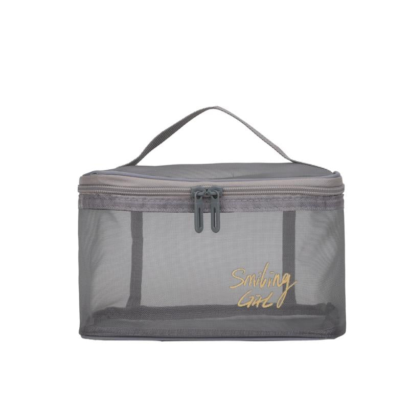 Mesh Clear Cube Travel Cosmetics Bag Portable Storage Handheld Organizer