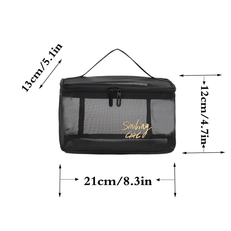 Mesh Clear Cube Travel Cosmetics Bag Portable Storage Handheld Organizer