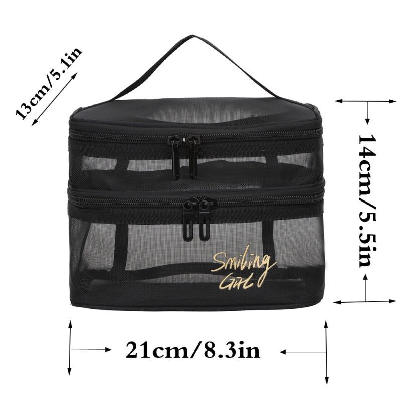 Mesh Clear Cube Travel Cosmetics Bag Portable Storage Handheld Organizer