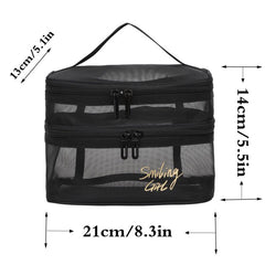 Mesh Clear Cube Travel Cosmetics Bag Portable Storage Handheld Organizer