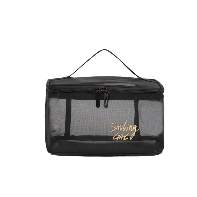 Mesh Clear Cube Travel Cosmetics Bag Portable Storage Handheld Organizer