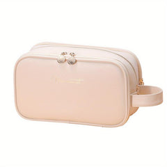 Portable Layer Cosmetic Bag Waterproof Makeup Brush Organizer PU Leather