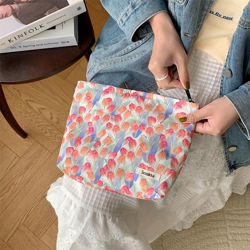 Flower Pattern Storage Pouch Makeup Bag