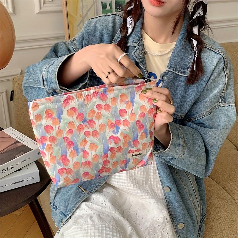 Flower Pattern Storage Pouch Makeup Bag