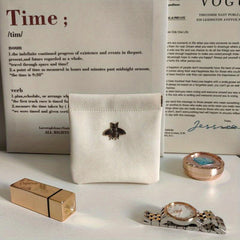 Metal Bee Decor Lipstick Bag PU Leather Cosmetic Bag