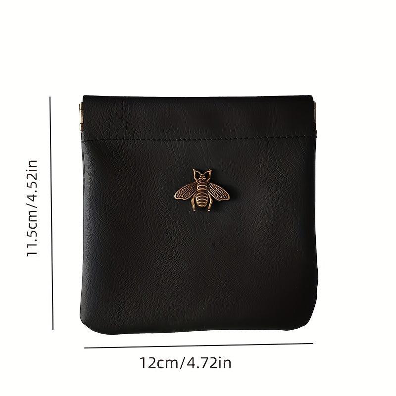 Metal Bee Decor Lipstick Bag PU Leather Cosmetic Bag