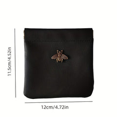 Metal Bee Decor Lipstick Bag PU Leather Cosmetic Bag