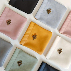 Metal Bee Decor Lipstick Bag PU Leather Cosmetic Bag