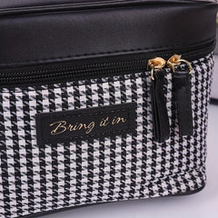 Plaid Handheld Cube Travel Cosmetics Wash Bag Canvas Portable Storage Bag