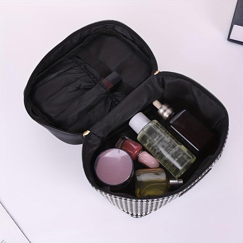 Plaid Handheld Cube Travel Cosmetics Wash Bag Canvas Portable Storage Bag