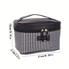 Plaid Handheld Cube Travel Cosmetics Wash Bag Canvas Portable Storage Bag