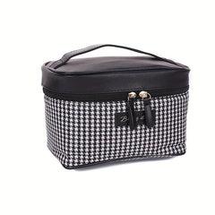 Plaid Handheld Cube Travel Cosmetics Wash Bag Canvas Portable Storage Bag