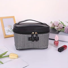 Plaid Handheld Cube Travel Cosmetics Wash Bag Canvas Portable Storage Bag