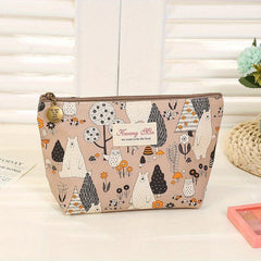 Cartoon Print Zipper Pouch Lightweight Cosmetic Bag