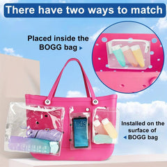 3 Clear Inner Bags for Rubber Beach Bag Organizer