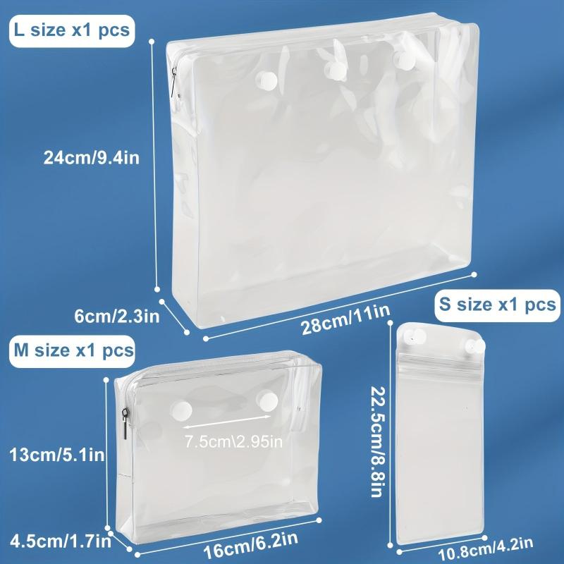 3 Clear Inner Bags for Rubber Beach Bag Organizer