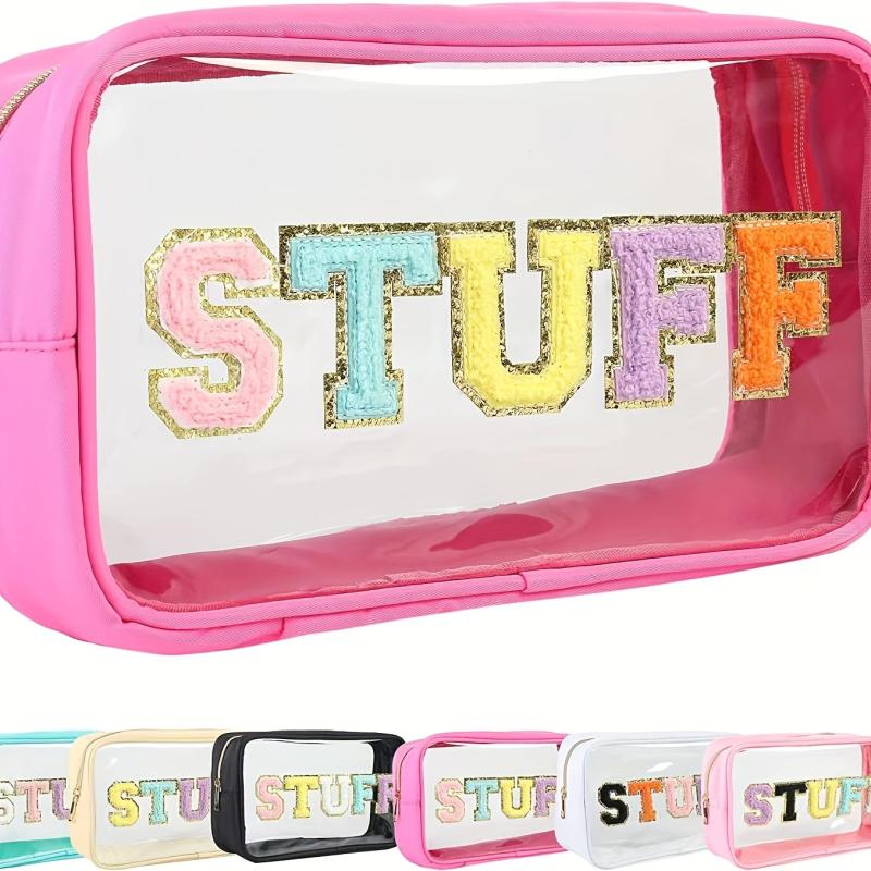Chenille Letter Patched Makeup Bag Portable Cosmetic Bag