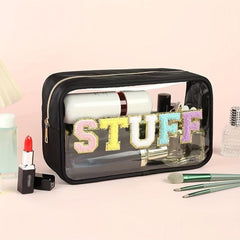 Chenille Letter Patched Makeup Bag Portable Cosmetic Bag