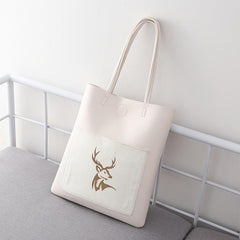Deer Head Print Shoulder Bag Large Capacity Handbag