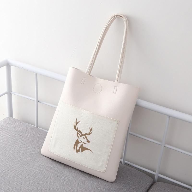Deer Head Print Shoulder Bag Large Capacity Handbag