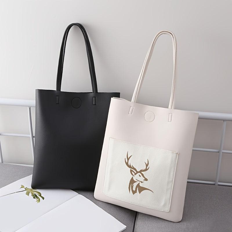 Deer Head Print Shoulder Bag Large Capacity Handbag