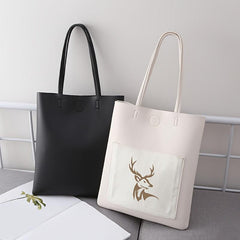 Deer Head Print Shoulder Bag Large Capacity Handbag