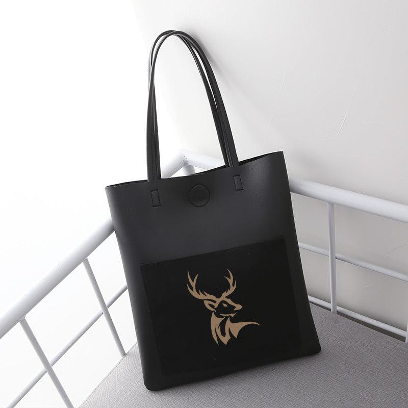 Deer Head Print Shoulder Bag Large Capacity Handbag