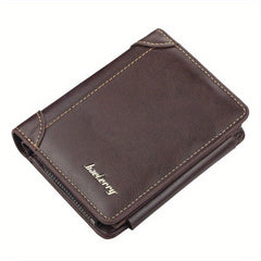 Vintage PU Leather Trifold Wallet Zipper Coin Pocket